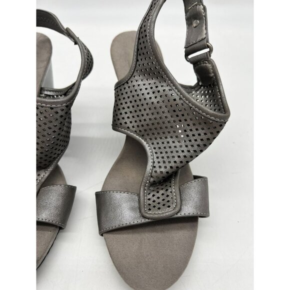Anne Klein Sport Women's Casual Pewter Wedge Sandal Sling Back Size 7 M Gray - Picture 4 of 11
